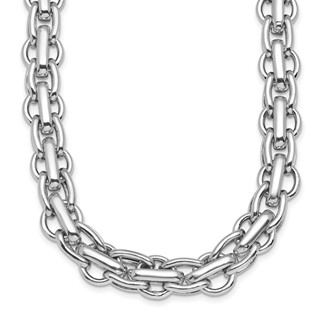 Herco Sterling Silver Rhodium-plated Polished Fancy Link Necklace
