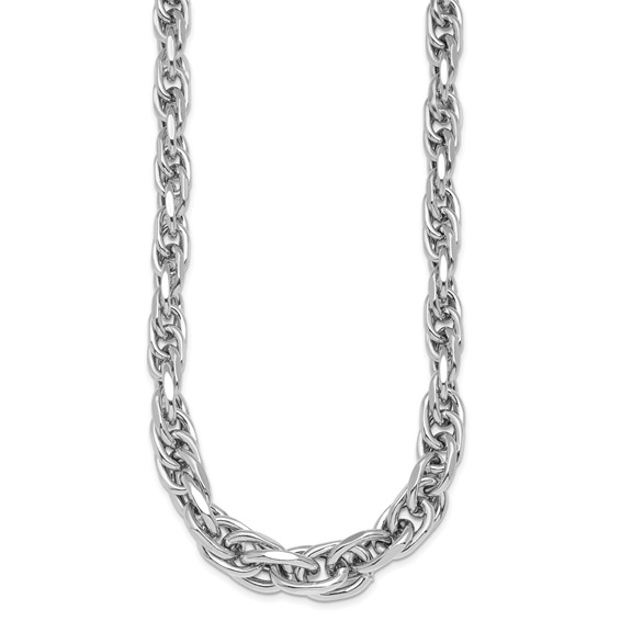 Herco Sterling Silver Rhodium-plated Polished Graduated Link Necklace