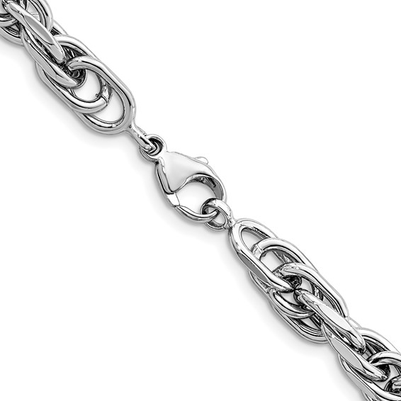 Herco Sterling Silver Rhodium-plated Polished Graduated Link Necklace