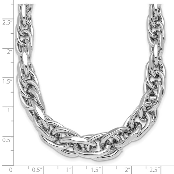 Herco Sterling Silver Rhodium-plated Polished Graduated Link Necklace