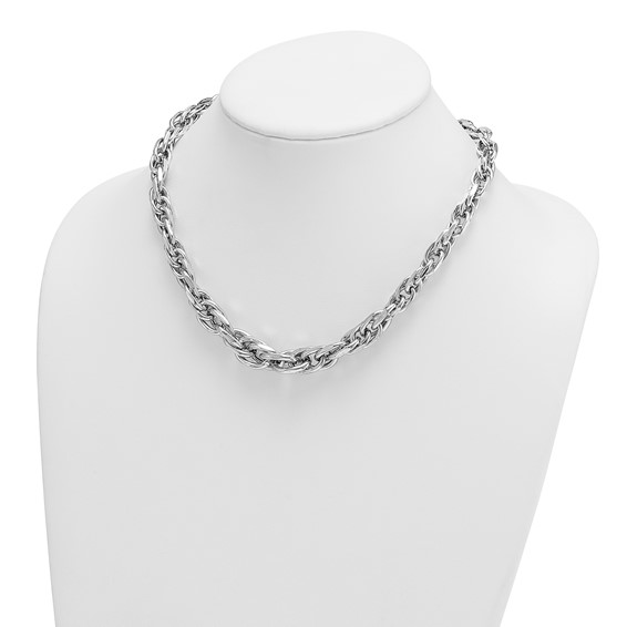 Herco Sterling Silver Rhodium-plated Polished Graduated Link Necklace