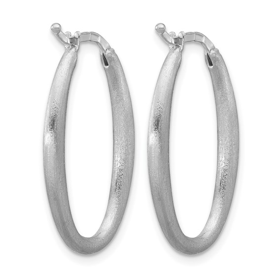 Herco Sterling Silver Rhodium-plated Polished and Brushed 2.5mm Oval Hoop Earrings