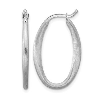 Herco Sterling Silver Rhodium-plated Polished and Brushed 2.5mm Oval Hoop Earrings