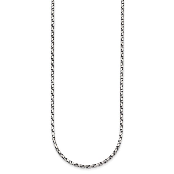Herco Sterling Silver Antiqued and Satin Twisted Box Chain