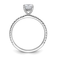 14K White Gold 1.38 Carat Certified Lab Grown Diamond VS+ F+ Emerald Complete Solitaire Ring with Flair Engagement view 2