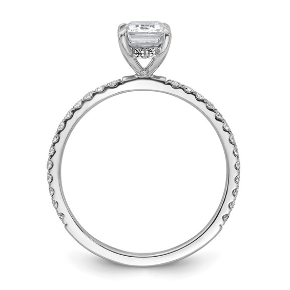 14k White Gold 1 3/8 carat Certified Lab Grown Diamond VS/SI+ G+ Emerald Complete Solitaire with Flair Engagement Ring