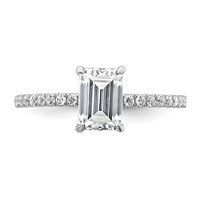 14K White Gold 1.38 Carat Certified Lab Grown Diamond VS+ F+ Emerald Complete Solitaire Ring with Flair Engagement view 4