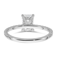 14K White Gold 1.38 Carat Certified Lab Grown Diamond VS+ F+ Emerald Complete Solitaire Ring with Flair Engagement view 5