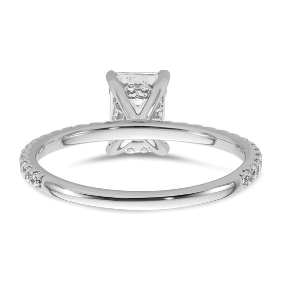 14k White Gold 1 3/8 carat Certified Lab Grown Diamond VS/SI+ G+ Emerald Complete Solitaire with Flair Engagement Ring