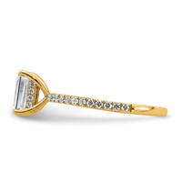 14K Yellow Gold 1.38 Carat Certified Lab Grown Diamond VS SI+ G+ Emerald Complete Solitaire Ring with Flair Engagement view 3