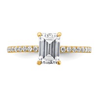 14K Yellow Gold 1.38 Carat Certified Lab Grown Diamond VS SI+ G+ Emerald Complete Solitaire Ring with Flair Engagement view 4