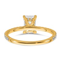 14K Yellow Gold 1.38 Carat Certified Lab Grown Diamond VS SI+ G+ Emerald Complete Solitaire Ring with Flair Engagement view 5