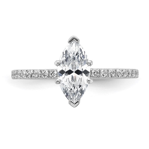 14k White Gold 1 3/8 carat Certified Lab Grown Diamond VS/SI+ G+ Marquise Complete Solitaire with Flair Engagement Ring