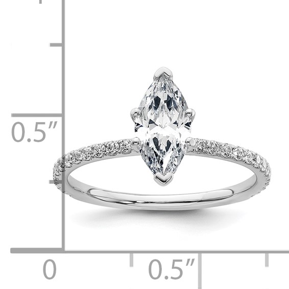 14k White Gold 1 3/8 carat Certified Lab Grown Diamond VS/SI+ G+ Marquise Complete Solitaire with Flair Engagement Ring