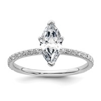 14K White Gold 1.38 Carat Certified Lab Grown Diamond VS SI+ G+ Marquise Complete Solitaire Ring with Flair Engagement view 1