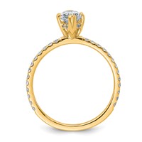 14K Yellow Gold 1.38 Carat Certified Lab Grown Diamond VS SI+ G+ Marquise Complete Solitaire Ring with Flair Engagement view 2