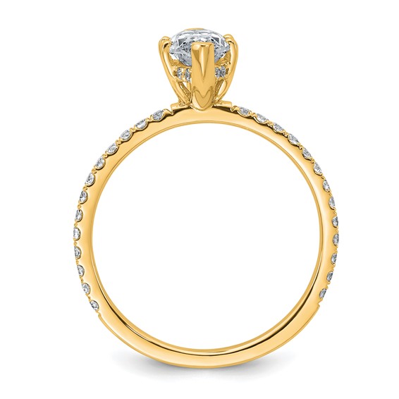 14k 1 3/8 carat Certified Lab Grown Diamond VS/SI+ G+ Marquise Complete Solitaire with Flair Engagement Ring