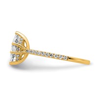 14K Yellow Gold 1.38 Carat Certified Lab Grown Diamond VS SI+ G+ Marquise Complete Solitaire Ring with Flair Engagement view 3