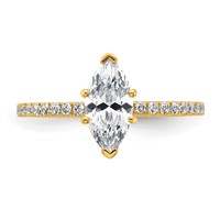 14K Yellow Gold 1.38 Carat Certified Lab Grown Diamond VS SI+ G+ Marquise Complete Solitaire Ring with Flair Engagement view 4