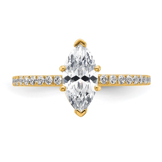 14k 1 3/8 carat Certified Lab Grown Diamond VS/SI+ G+ Marquise Complete Solitaire with Flair Engagement Ring
