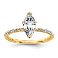 14K Yellow Gold 1.38 Carat Certified Lab Grown Diamond VS SI+ G+ Marquise Complete Solitaire Ring with Flair Engagement view 1