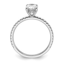 14K White Gold 1.33 Carat Certified Lab Grown Diamond VS SI+ G+ Oval Complete Solitaire Ring with Flair Engagement view 2