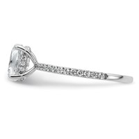 14K White Gold 1.33 Carat Certified Lab Grown Diamond VS SI+ G+ Oval Complete Solitaire Ring with Flair Engagement view 3