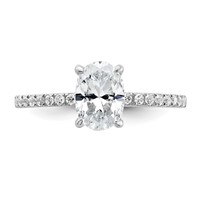 14K White Gold 1.33 Carat Certified Lab Grown Diamond VS SI+ G+ Oval Complete Solitaire Ring with Flair Engagement view 4