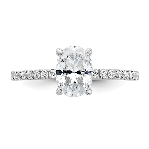 14k White Gold 1 1/3 carat Certified Lab Grown Diamond VS/SI+ G+ Oval Complete Solitaire with Flair Engagement Ring