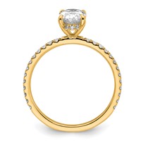 14K Yellow Gold 1.33 Carat Certified Lab Grown Diamond VS SI+ G+ Oval Complete Solitaire Ring with Flair Engagement view 2