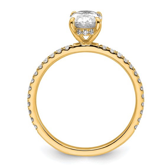 14k 1 1/3 carat Certified Lab Grown Diamond VS/SI+ G+ Oval Complete Solitaire with Flair Engagement Ring