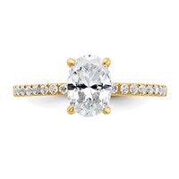 14K Yellow Gold 1.33 Carat Certified Lab Grown Diamond VS SI+ G+ Oval Complete Solitaire Ring with Flair Engagement view 4