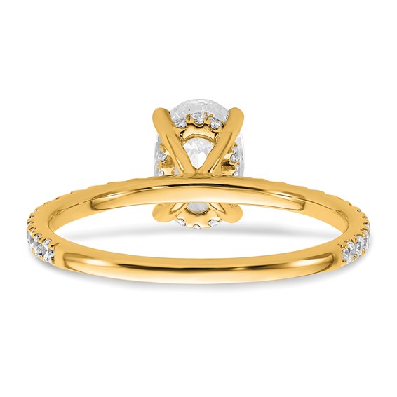 14k 1 1/3 carat Certified Lab Grown Diamond VS/SI+ G+ Oval Complete Solitaire with Flair Engagement Ring
