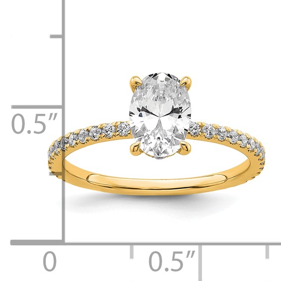 14k 1 1/3 carat Certified Lab Grown Diamond VS/SI+ G+ Oval Complete Solitaire with Flair Engagement Ring