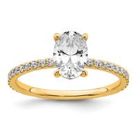 14K Yellow Gold 1.33 Carat Certified Lab Grown Diamond VS SI+ G+ Oval Complete Solitaire Ring with Flair Engagement view 1