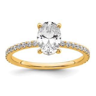 14k 1 1/3 carat Certified Lab Grown Diamond VS/SI+ G+ Oval Complete Solitaire with Flair Engagement Ring