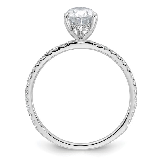 14k White Gold 1 3/8 carat Certified Lab Grown Diamond VS/SI+ G+ Pear Complete Solitaire with Flair Engagement Ring