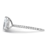 14K White Gold 1.38 Carat Certified Lab Grown Diamond VS SI+ G+ Pear Complete Solitaire Ring with Flair Engagement view 3