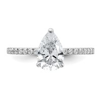 14K White Gold 1.38 Carat Certified Lab Grown Diamond VS SI+ G+ Pear Complete Solitaire Ring with Flair Engagement view 4