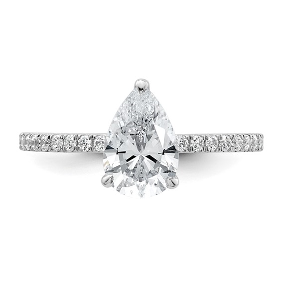 14k White Gold 1 3/8 carat Certified Lab Grown Diamond VS/SI+ G+ Pear Complete Solitaire with Flair Engagement Ring
