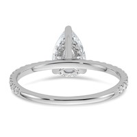 14K White Gold 1.38 Carat Certified Lab Grown Diamond VS SI+ G+ Pear Complete Solitaire Ring with Flair Engagement view 5