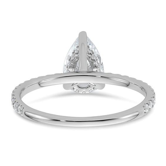 14k White Gold 1 3/8 carat Certified Lab Grown Diamond VS/SI+ G+ Pear Complete Solitaire with Flair Engagement Ring