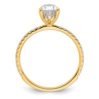14K Yellow Gold 1.38 Carat Certified Lab Grown Diamond VS SI+ G+ Pear Complete Solitaire Ring with Flair Engagement view 2