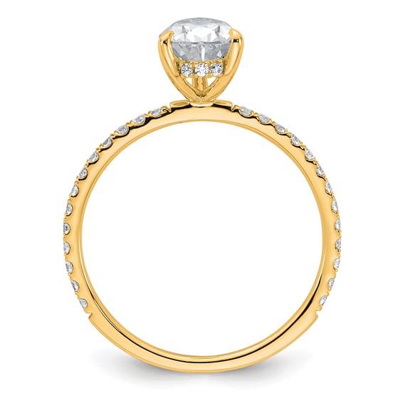 14k 1 3/8 carat Certified Lab Grown Diamond VS/SI+ G+ Pear Complete Solitaire with Flair Engagement Ring