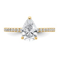 14K Yellow Gold 1.38 Carat Certified Lab Grown Diamond VS SI+ G+ Pear Complete Solitaire Ring with Flair Engagement view 4