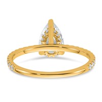 14K Yellow Gold 1.38 Carat Certified Lab Grown Diamond VS SI+ G+ Pear Complete Solitaire Ring with Flair Engagement view 5