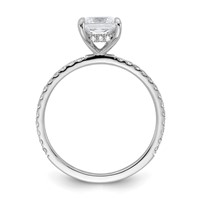 14K White Gold 1.38 Carat Certified Lab Grown Diamond VS+ F+ Princess Complete Solitaire Ring with Flair Engagement view 2