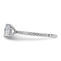 14K White Gold 1.38 Carat Certified Lab Grown Diamond VS+ F+ Princess Complete Solitaire Ring with Flair Engagement view 3