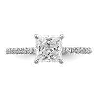 14K White Gold 1.38 Carat Certified Lab Grown Diamond VS+ F+ Princess Complete Solitaire Ring with Flair Engagement view 4
