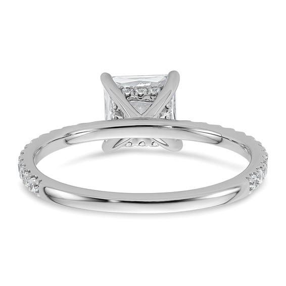 14k White Gold 1 3/8 carat Certified Lab Grown Diamond VS/SI+ G+ Princess Complete Solitaire with Flair Engagement Ring